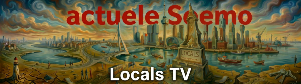 Surreal cityscape with melting clocks, distorted buildings, water with boats, elephants, and a bridge